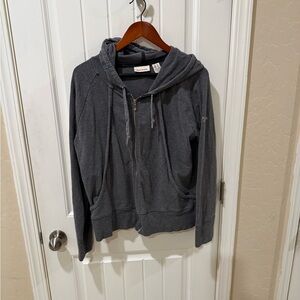 DKNY Jeans Womens Gray Zip Up Hoodie Sweatshirt Size XL